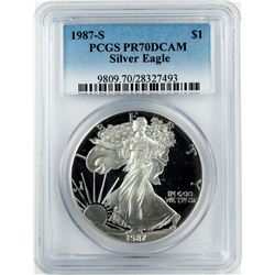 1987-S $1 Proof American Silver Eagle Coin PCGS PR70DCAM