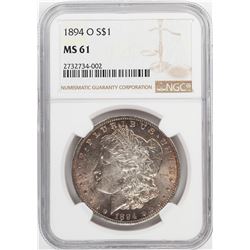 1894-O $1 Morgan Silver Dollar Coin NGC MS61 Nice Toning