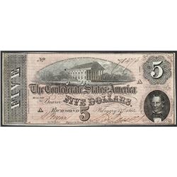 1864 $5 Confederate States of America Note