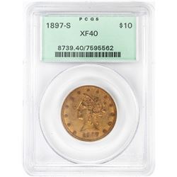 1897-S $10 Liberty Head Eagle Gold Coin PCGS XF40