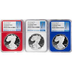 Set of 2019-W $1 Proof American Silver Eagle Coins NGC PF70 Ultra Cameo Red White Blue