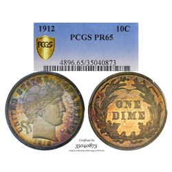1912 Proof Barber Dime Coin PCGS PR65 Amazing Toning