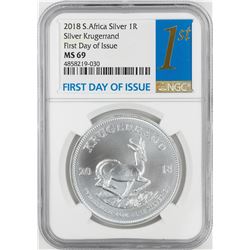 2018 South Africa Krugerrand Silver Coin NGC MS69 First Day of Issue
