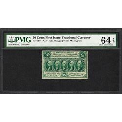 1862 First Issue 50 Cent Fractional Currency Note Fr.1310 PMG Choice Uncirculated 64EPQ