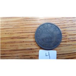 1858 Canada 1 cent piece