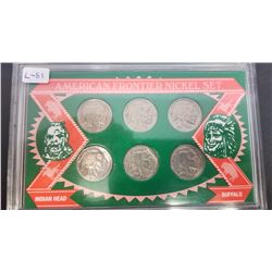 1920'S & 1930'S - 6 COIN BUFFALO/INDIAN HEAD SET IN ACRYLIC CASE. CURRENCY.