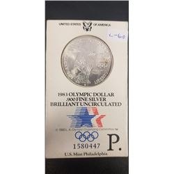 1983 Olympic dollar .900 fine silver proof condition