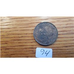 1914 Canada 1 cent piece Edwardvs VII