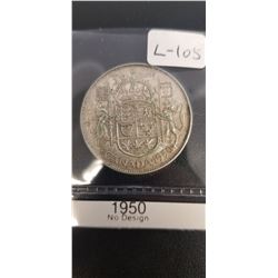 Canadian Half Dollar 1950 No Design