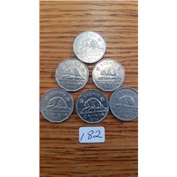 1959/60/61/62/63 Canada 5 cent pieces
