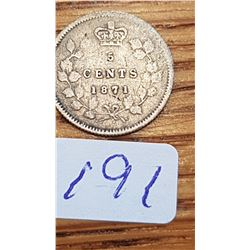 1871 Canada 5 cent piece