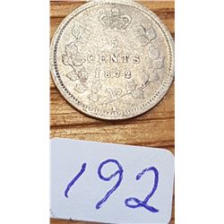 1872-H Canada 5 cent piece