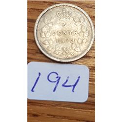 1874-H Canada 5 cent piece