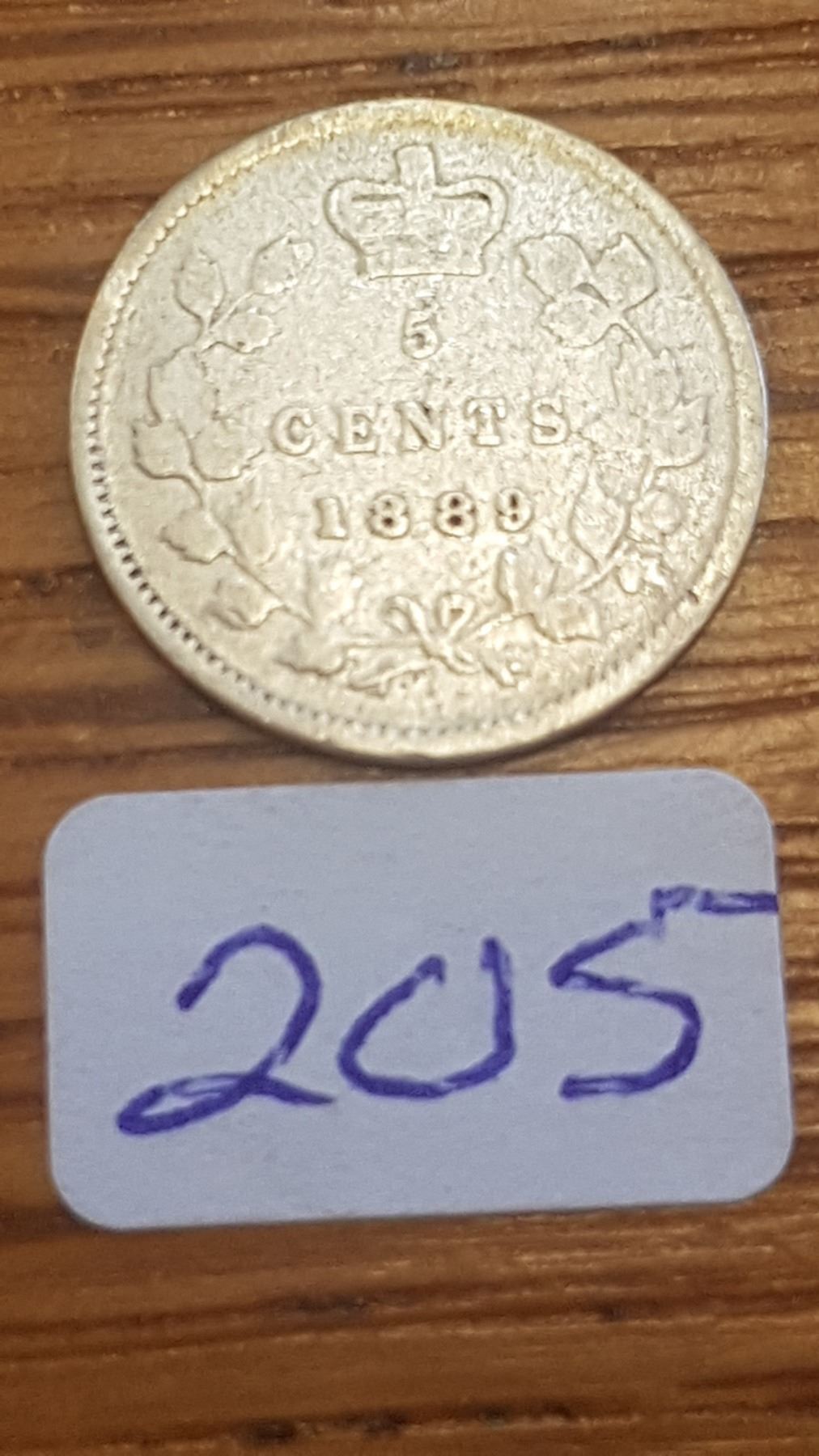 1889 Canada 5 cent piece