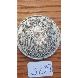 1940 Canada 50 cent piece