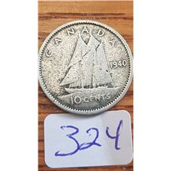 1940 Canada 10 cent piece