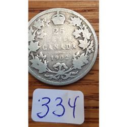 1902 Canada 25 cent piece