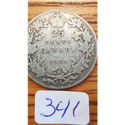 1909 Canada 25 cent piece