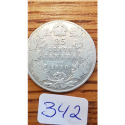 1910 Canada 25 cent piece