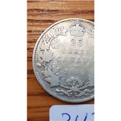 1911 Canada 25 cent piece