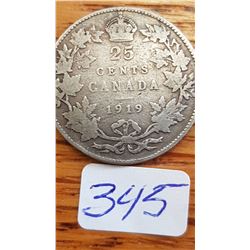 1919 Canada 25 cent piece