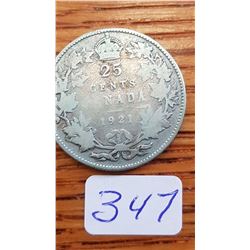 1921 Canada 25 cent piece