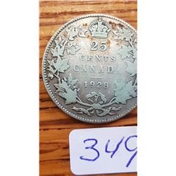 1928 Canada 25 cent piece