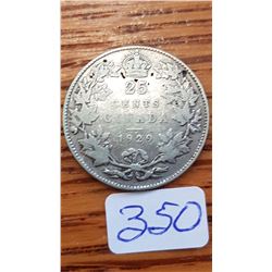 1929 Canada 25 cent piece