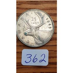 1943 Canada 25 cent piece