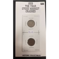 1929 one cent and 5cent