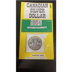 1954 Canadian Silver Dollar- Extremely Fine- Scarcer date