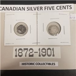 Silver 5c 1872 and 1901