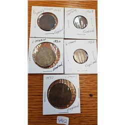 5 coins from England