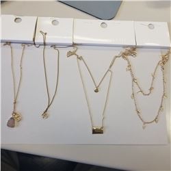 4 Pieces of Forever 21 Fashion Jewelry Rose Pendent with Stone, Saint Pendent, All on Chains
