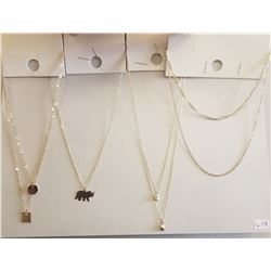 4 Pieces of Forever 21 Fashion Jewelry. Four Chains, Three With Pendents