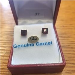 14kt. Yellow Gold 5mm genuine Garnet Earrings, 1.9cts