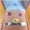Image 1 : 10kt. Yellow Gold Synthetic Ruby & CZ Heart Earrings, 0.78cts
