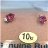 Image 2 : 10kt. Yellow Gold Synthetic Ruby & CZ Heart Earrings, 0.78cts