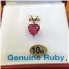 Image 2 : 10kt. Yellow Gold Genuine Ruby Heart Pendant, 1.07cts of Ruby