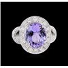 Image 2 : 6.74 ctw Tanzanite and Diamond Ring - 18KT White Gold