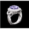 Image 3 : 6.74 ctw Tanzanite and Diamond Ring - 18KT White Gold