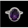 Image 2 : 4.77 ctw Amethyst and Diamond Ring - 14KT White Gold