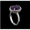 Image 4 : 4.77 ctw Amethyst and Diamond Ring - 14KT White Gold