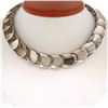 Image 1 : Designer Alicia Mexico Solid .970 Silver Wide Scalloped Grooved Choker Necklace