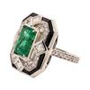 Image 1 : 6.46 ctw Emerald and Diamond Ring - 18KT White Gold