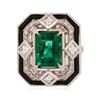 Image 2 : 6.46 ctw Emerald and Diamond Ring - 18KT White Gold