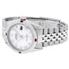 Image 5 : Rolex Mens Stainless Steel Silver MOP Roman 36MM Diamond & Ruby Datejust Wristwa