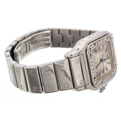 Cartier Stainless Steel White Sapphire Santos Galbee Watch