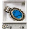 Image 1 : LARGE SILVER 925 WITH TURQUIOSE PENDANT, 1" X 1-1