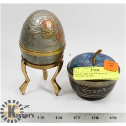 BRASS APPLE & BRASS EGG TRINKET BOXES